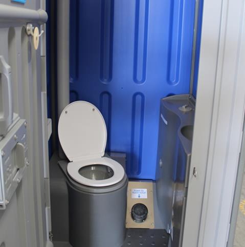 Fresh Flush interior with pan and foot pump